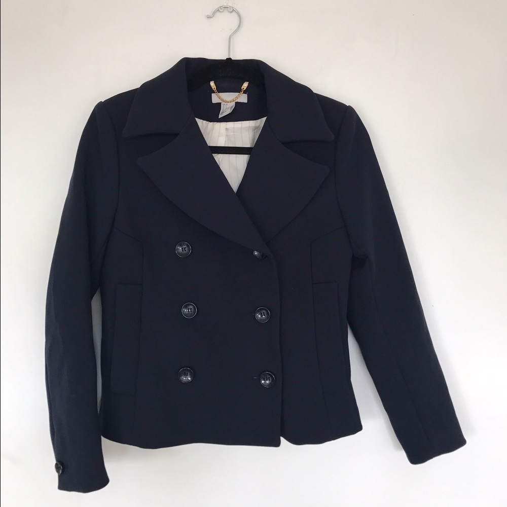 H&M Navy Blue Short Peacoat Jacket Sz 6